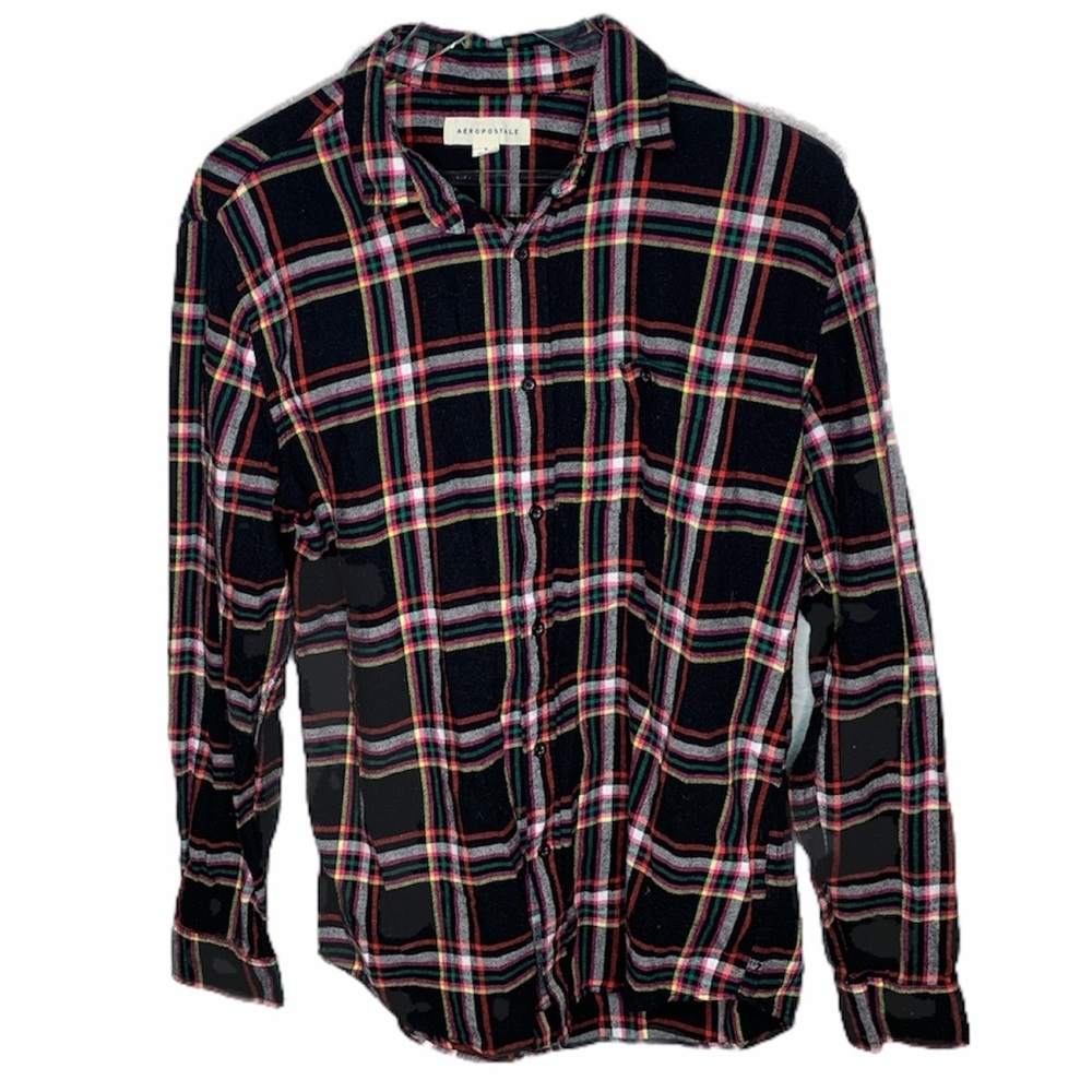 Aeropostale Multicolor Picnic Pattern Flannel Top
